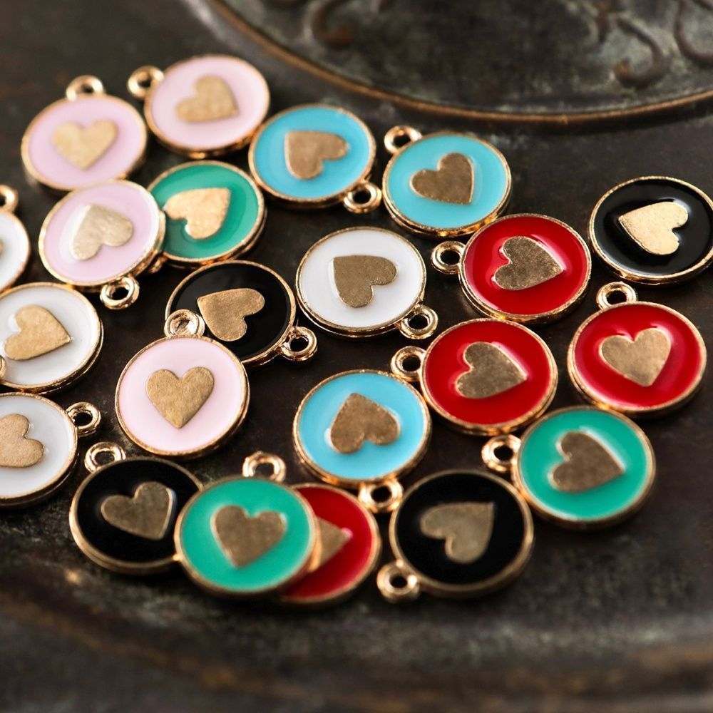 подвеска металлическая "бланк-харт", эмаль, цветовой микс, 16x13x2 мм