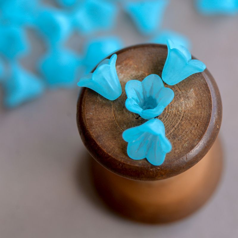 бусина, акрил "колокольчик", матовая, цвет светло-бирюзовый, 14x10 мм