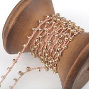 Бисер на нити, цвет розовое золото металлик, диаметр 2 мм