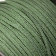 Шнур из искусственной замши, темно-зеленый, 3х1.5 мм