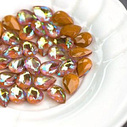Кабошон стекло Кристалл, каплевидный, цвет Lt.Smoked Topaz Shimmer, 14х10 мм
