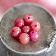 Бусина имитация нефрита 4, цвет коралловый, колорир., 4 мм (стренд 24 шт.)