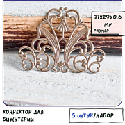 Коннектор "Филигрань Муза", цвет платина, 37x29x0.6 мм