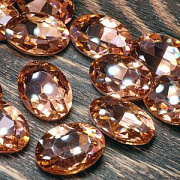 Кабошон стекло Кристалл, овальный, цвет Champagne, 25х18 мм