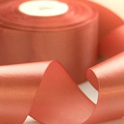 Лента, атлас, цвет лососевый темный, ширина 50 мм
