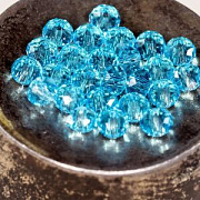 Бусина, стекло абакус 2,5, граненая, цвет голубой,  2.5x2 мм (уп 85+/-10 шт)