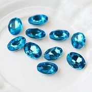 Кабошон стекло Кристалл, овальный, цвет Aquamarine, 14х10 мм
