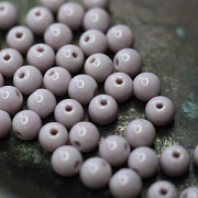 Бусина, стекло 6, цвет розово-коричневый, 6 мм