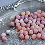 Бусина агат 6, морозная с трещинками, цвет сиренево-оранжевый, 6 мм (стренд 18 шт.)