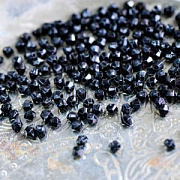 Бусина, акрил 4, биконус, цвет черный, 4 мм (уп 4 гр)
