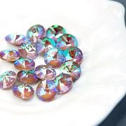 Кабошон стекло Риволи, цвет Grey Shimmer, 14х7 мм
