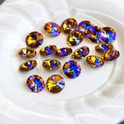 Кабошон стекло Риволи, цвет Topaz AB, 12 мм