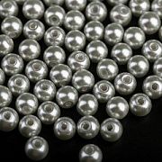 Бусина, имитация жемчуга, стекло 4, цвет серебристая дымка, 4 мм (уп 50+/-5 шт)