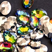 Кабошон стекло Кристалл, овальный, цвет Rainbow, 18х13 мм