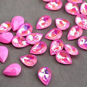 Кабошон стекло Кристалл, каплевидный, цвет Pink Shimmer, 14х10 мм