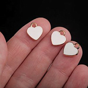 Подвеска металл "Сердечко", эмаль, цвет белый, 12x10x2 мм