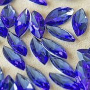 Кабошон стекло Кристалл, Navette, цвет Lt.Sapphire, 18х9 мм