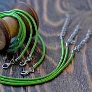 Основа для ожерелья с замком, вощеный шнур, яблочно-зеленый, 450х2 мм