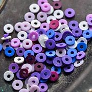 Бусина "Хейши" плоская, полимерная глина, лиловый микс, 6х0.5-1 мм