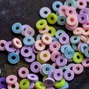 Бусина "Хейши" плоская, полимерная глина, пастельный микс, 6х0.5-1 мм
