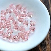 Бусина, стекло "Яблоко" 9, граненая, цвет розовый, 9х9 мм