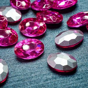 Кабошон стекло Кристалл, овальный, цвет Rose, 18х13 мм