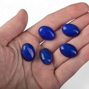 Кабошон имитация нефрита, овальный, васильковый, колорир., 18x13x5 мм