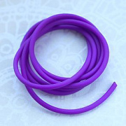 Шнур резиновый, с отверстием, цвет сиреневый неон, 3 мм