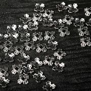 Шапочка для бусин "Примула", покрытие платина, 6x6x2 мм