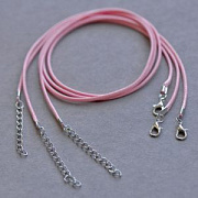 Основа для ожерелья с замком, вощеный шнур, розовый, 450х2 мм