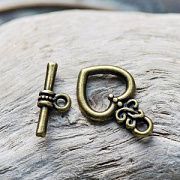 Тоггл "Сердечко", цвет античная бронза, 21х13 мм