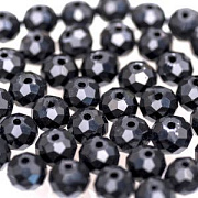 Бусина, стекло абакус 8, граненая, цвет черный, 8х6 мм