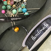 Лента, атлас "Hand Made", цвет черный, ширина 12 мм