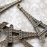 Подвеска металлическая "Башня", цвет античная бронза, 69х36х3 мм