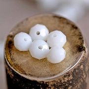 Бусина, имитация нефрита, стекло абакус, цвет белый, 6х4 мм (уп 25+/-3 шт)