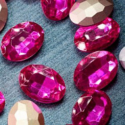 Кабошон стекло Кристалл, овальный, цвет Rose, 25х18 мм