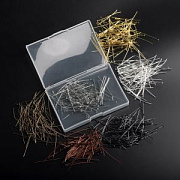Пины-гвоздики для бижутерии в органайзере, цветовой микс, 40х0.75 мм