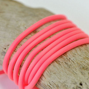 Шнур резиновый, с отверстием, цвет розовый неон, 3 мм