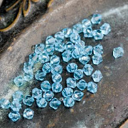 Бусина, акрил 6, биконус, цвет голубой, 6 мм (уп 4 гр)