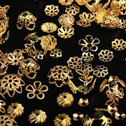 Шапочка для бусин "Филигрань", цвет золото, размерный микс (уп 10 г)