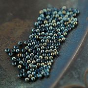 Бусина, стекло "Металлик", цвет зеленый, 2.5 мм (уп 100 +/-10 шт)