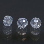 Бусина, стекло абакус 3,5, граненая, цвет прозрачный радужный, 3.5х2.5 мм (уп 50+/-10 шт)
