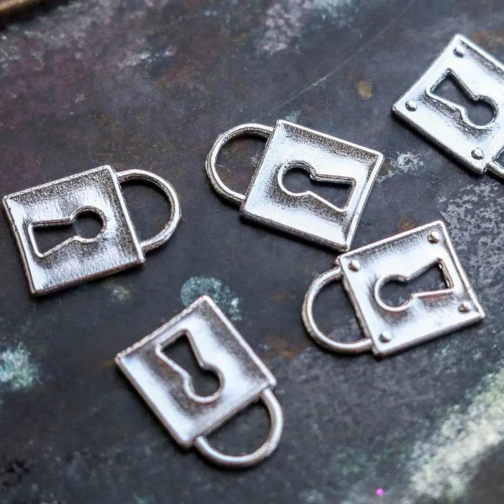 подвеска металлическая "замочек", цвет платина, 15x11x1 мм