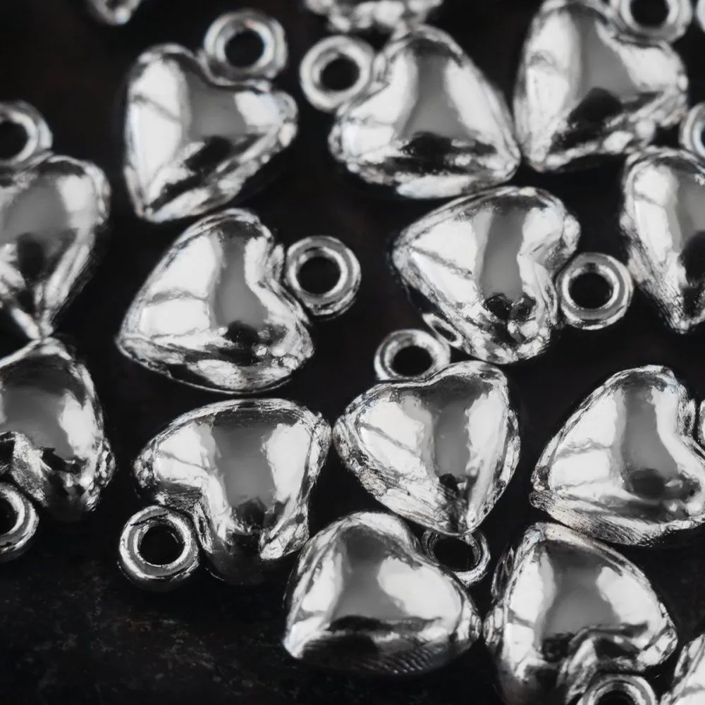 подвеска металл "сердце 3д", цвет античное серебро, 10x7x5 мм