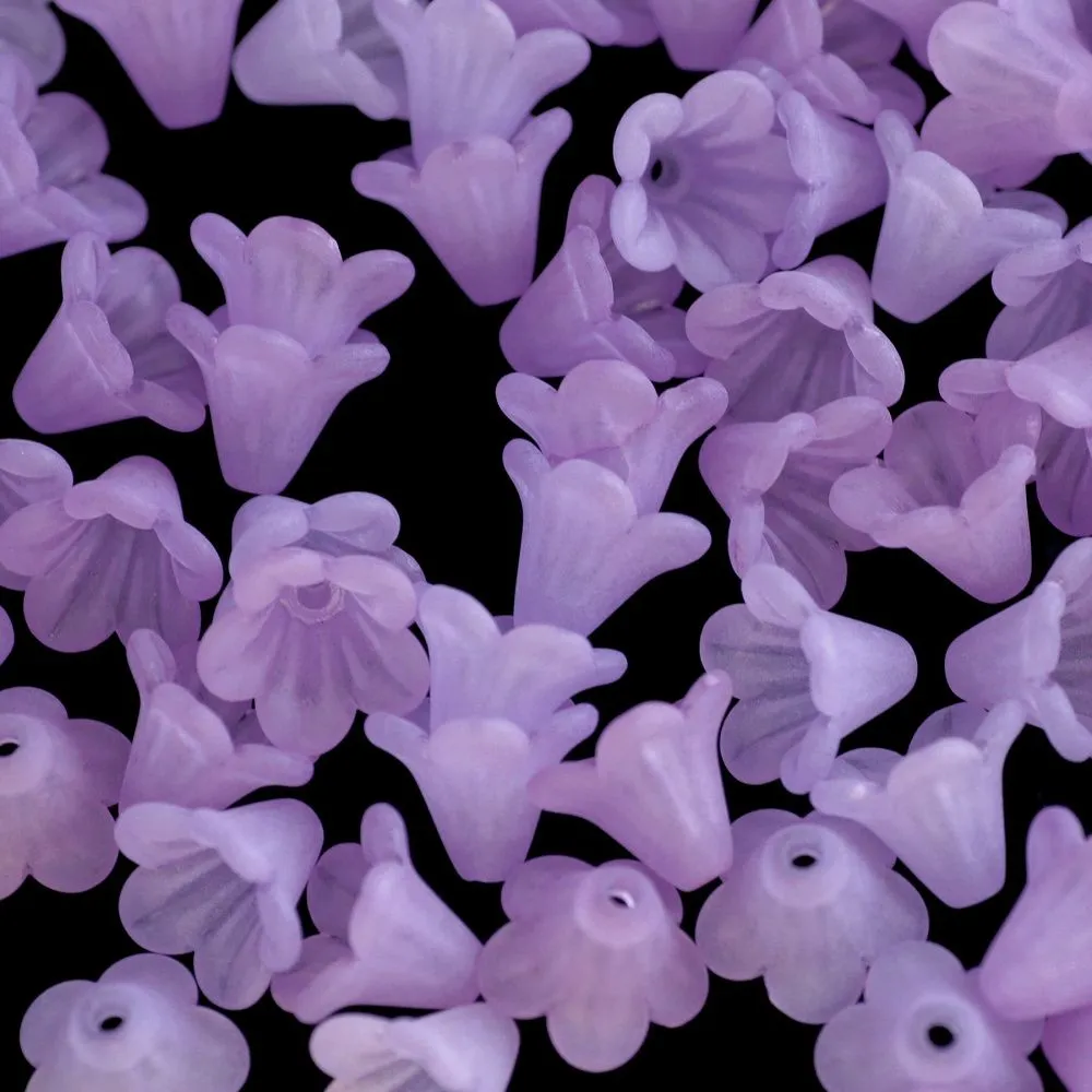 бусина, акрил "колокольчик", матовая, цвет светло-фиолетовый микс, 14x10 мм