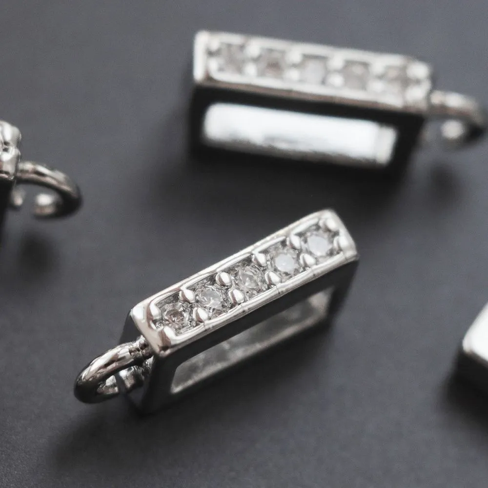 бейл "ретта", с цирконием, цвет платина, 10.5x2x5 мм