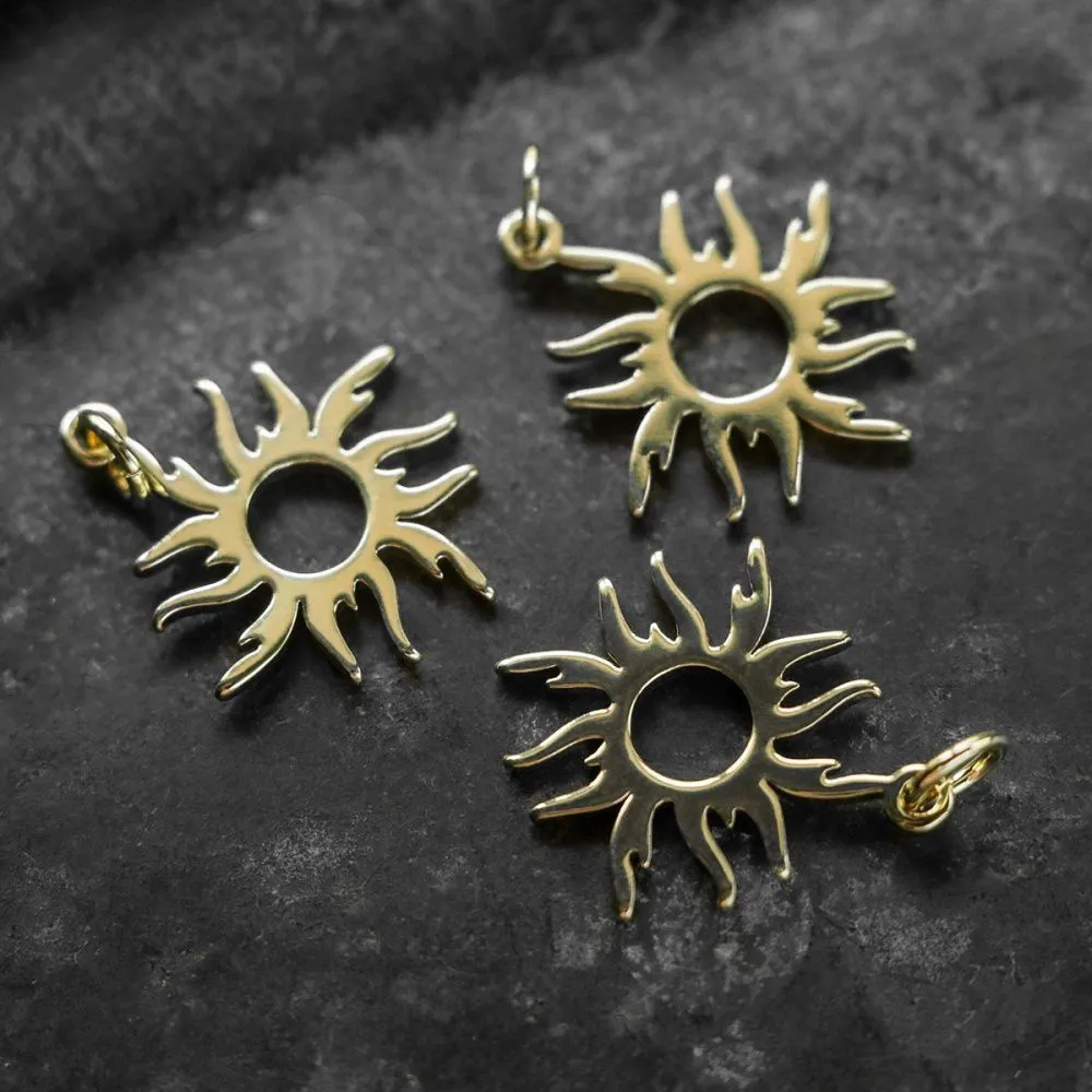подвеска металл "солнце", цвет золото, 21x18x1 мм