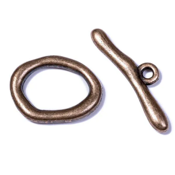 Замочки тоггл "обруч", цвет красная медь, 21х16х3 мм