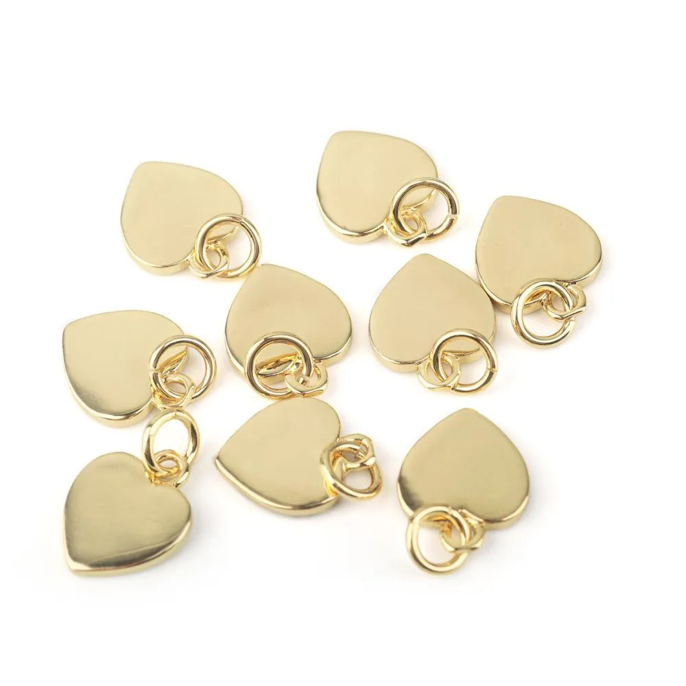 подвеска металл "харт", позолота, 12x9.5x1.5 мм