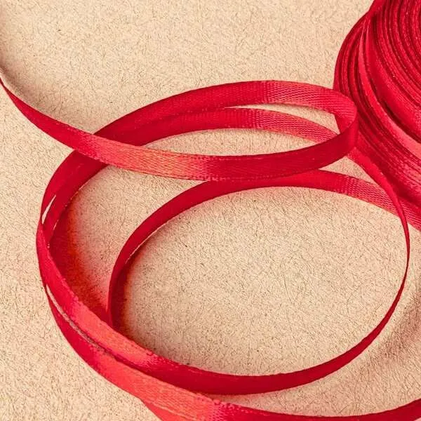 лента, атлас, цвет красный, ширина 6 мм ленты